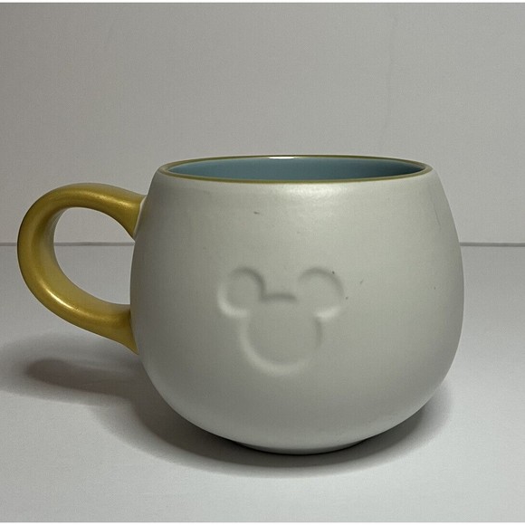 Disney Mickey Mouse Enjoy Mug White w/ Gold  Handle Coffee Mug‎ - Picture 3 of 7
